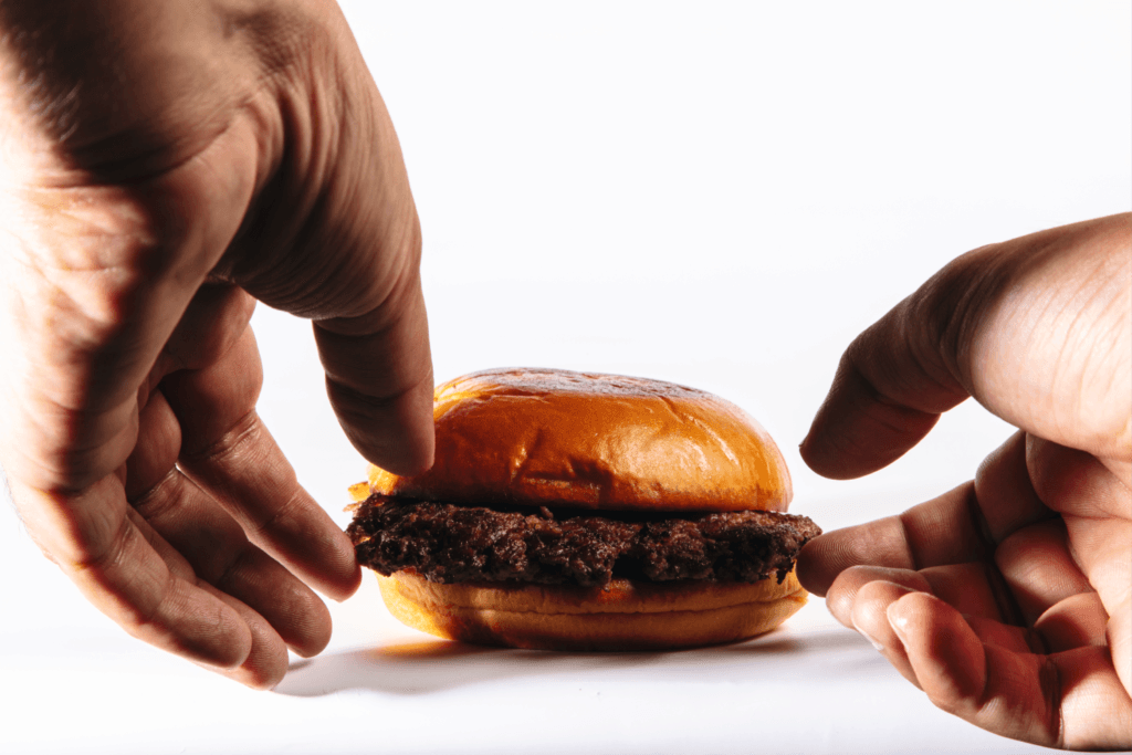 Handling a burger