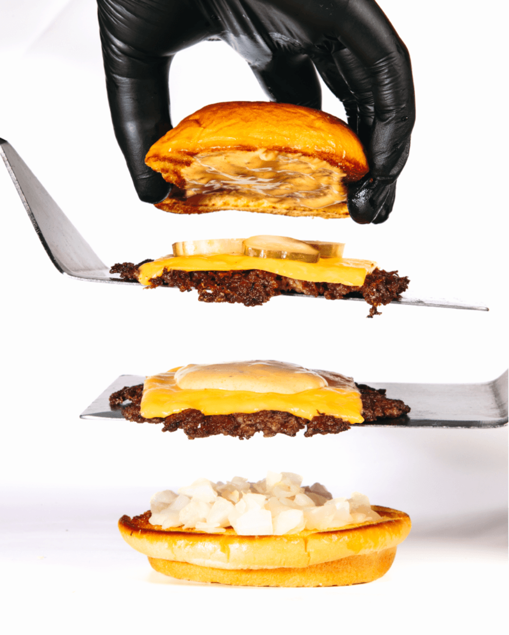 Assembling a burger